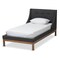Baxton Studio Louvain Grey Upholstered Walnut-Finished Twin Sized Platform Bed 146-8153 - alternate 1